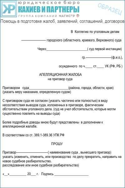 Как подать апелляцию в суде по уголовному делу