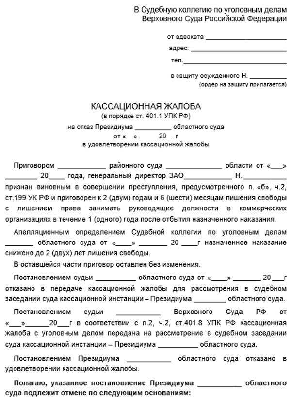 Кассационная жалоба по административному делу: подача через суд